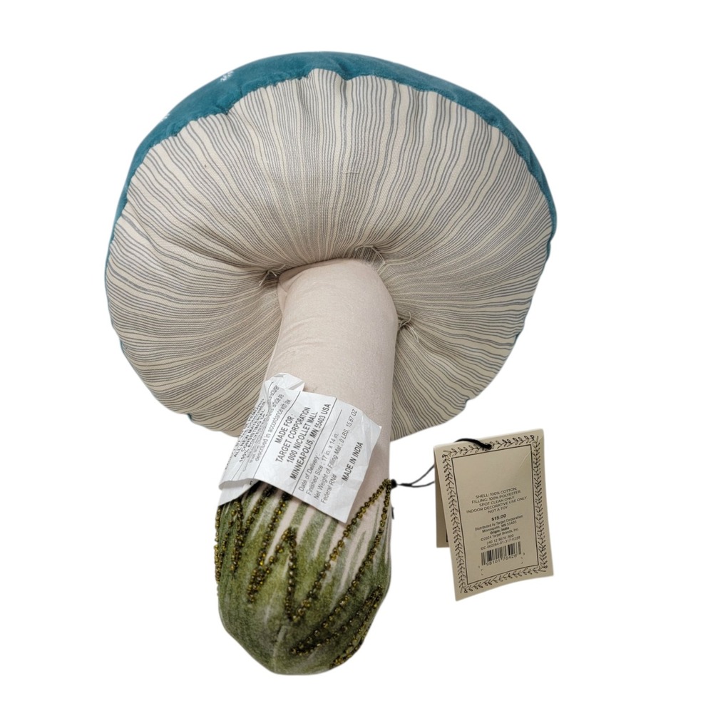 John Derian X Target 2024 Mushroom Pillow Blue Embellished Thanksgiving‎ New - Picture 7 of 9